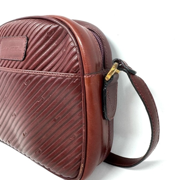 Lancel Vintage Burgundy Leather Crossbody Bag – Boxy Parisian Chic - Picture 3 of 9